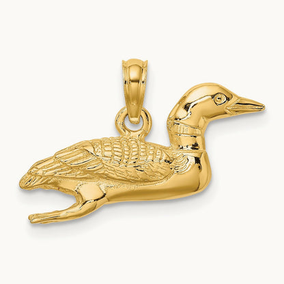 Solid Polished 3-Dimensional Mallard Charm, 14K