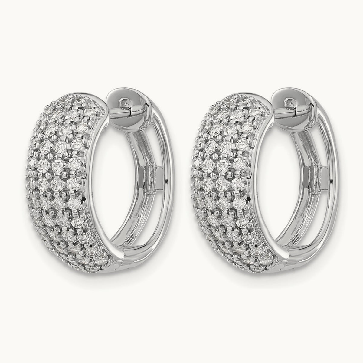 Diamond Hinged Hoop Earrings, 14K White Gold