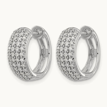 Diamond Hinged Hoop Earrings, 14K White Gold