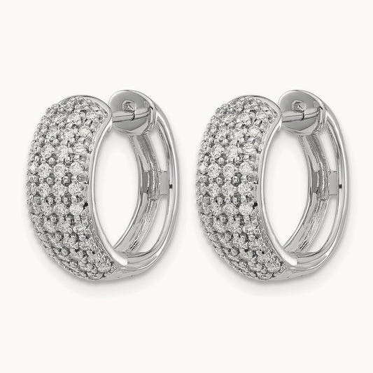 Diamond Hinged Hoop Earrings, 14K White Gold