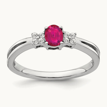Oval Ruby and Diamond Ring, 14K White Gold