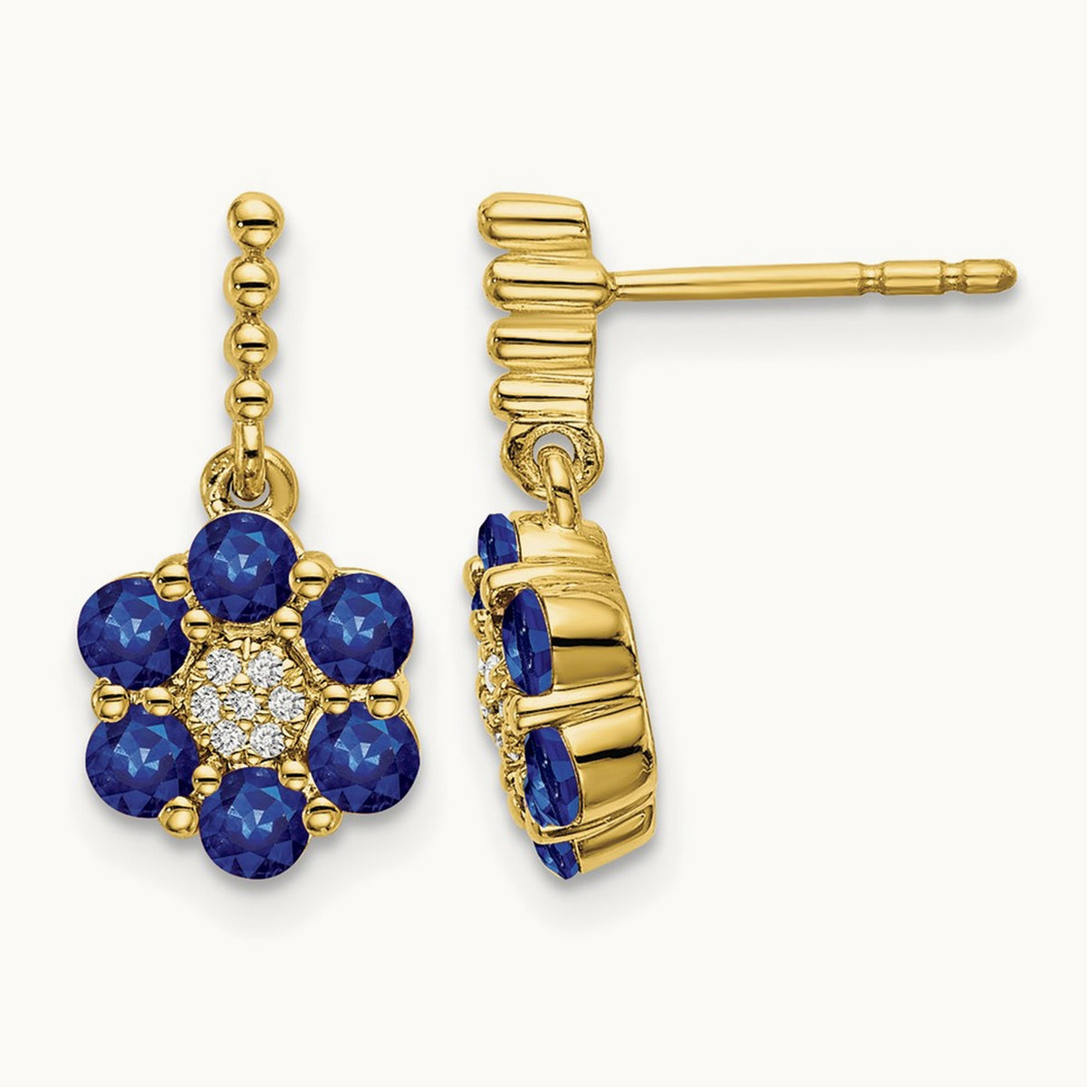 Sapphire and Diamond Earrings, 14K