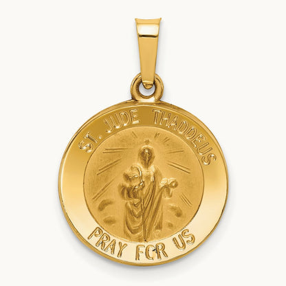 Polished and Satin St Jude Thaddeus Medal Hollow Pendant — 22mm