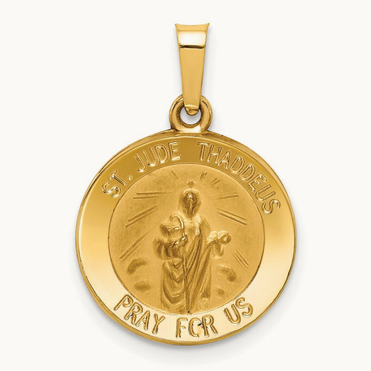 Polished and Satin St Jude Thaddeus Medal Hollow Pendant — 22mm