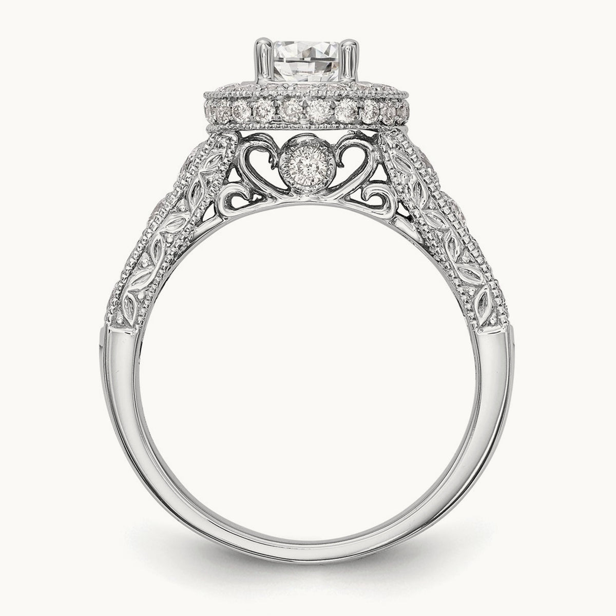 Round Semi-Mount Halo Engagement Ring, 0.75 ct tw