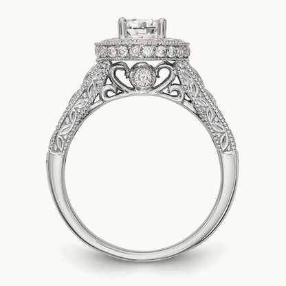 Round Semi-Mount Halo Engagement Ring, 0.75 ct tw