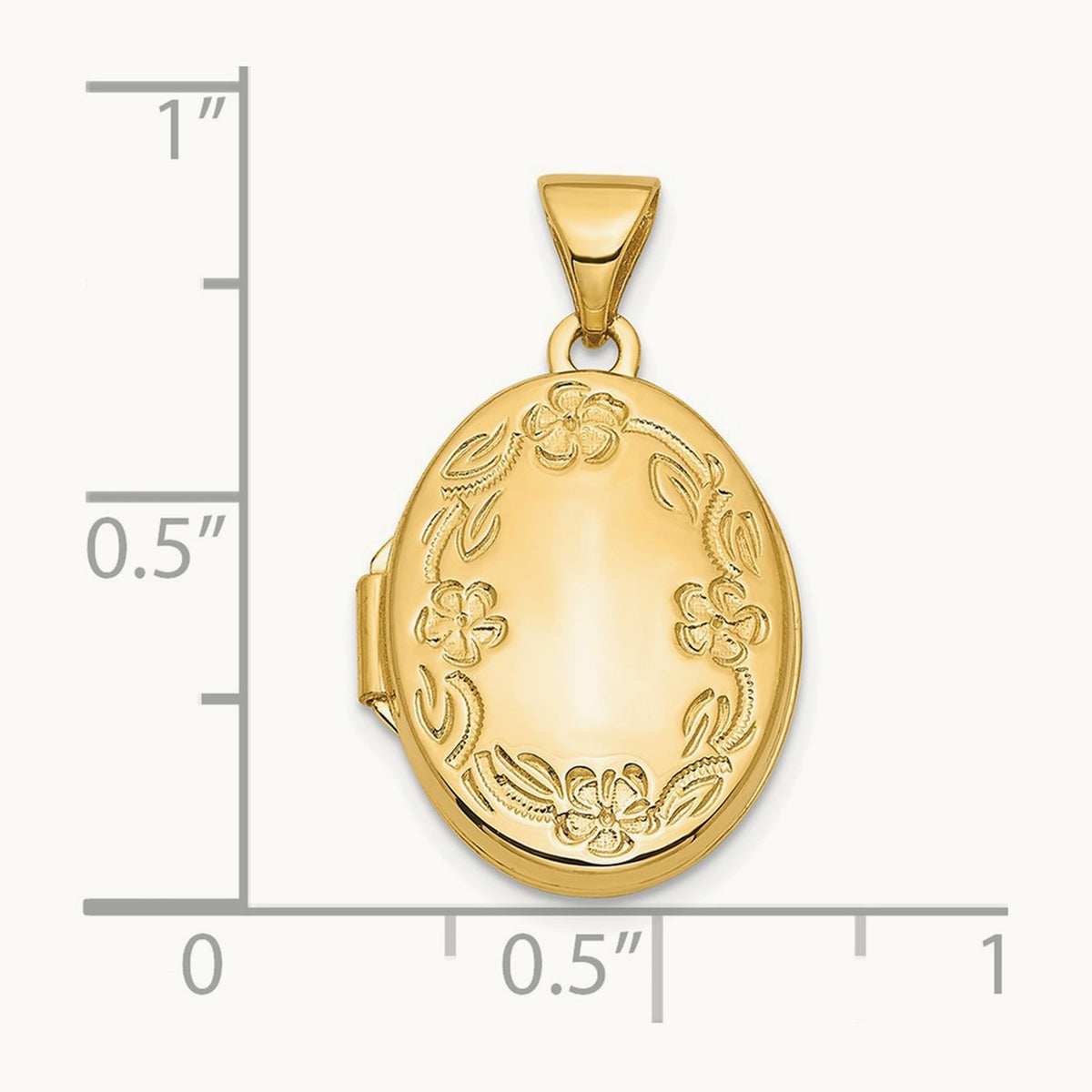 Floral Oval Locket, 17mm, 14K