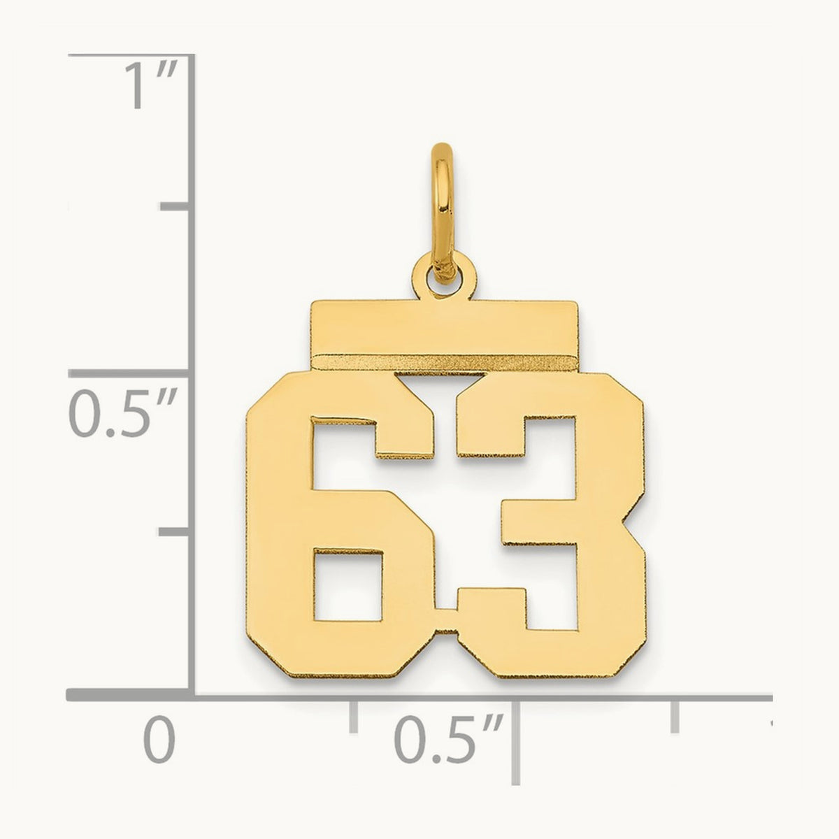 Small Polished Number 63 Charm, 14K