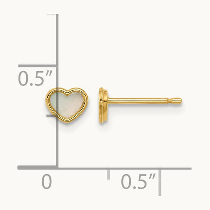 Polished Mother of Pearl Heart Post Earrings, 14K