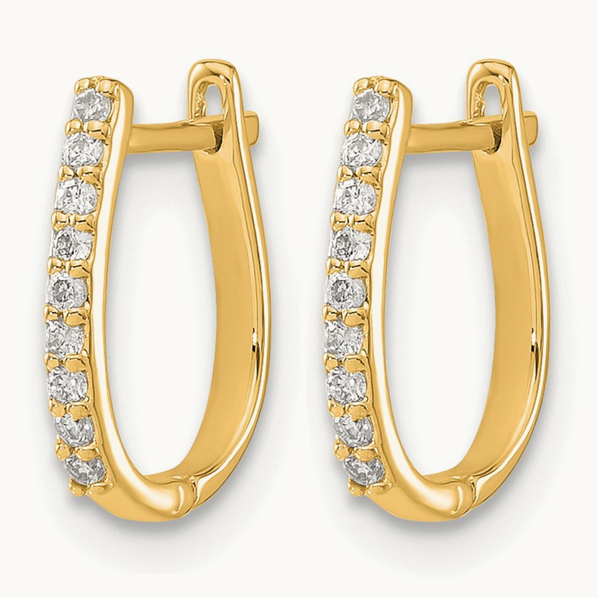 Hinged Hoop Earrings, 0.10 ct tw Lab-Grown Diamond — 14K Yellow Gold