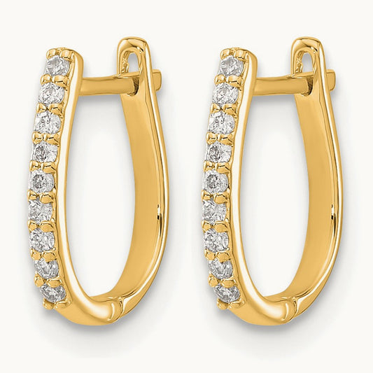 Hinged Hoop Earrings, 0.10 ct tw Lab-Grown Diamond — 14K Yellow Gold