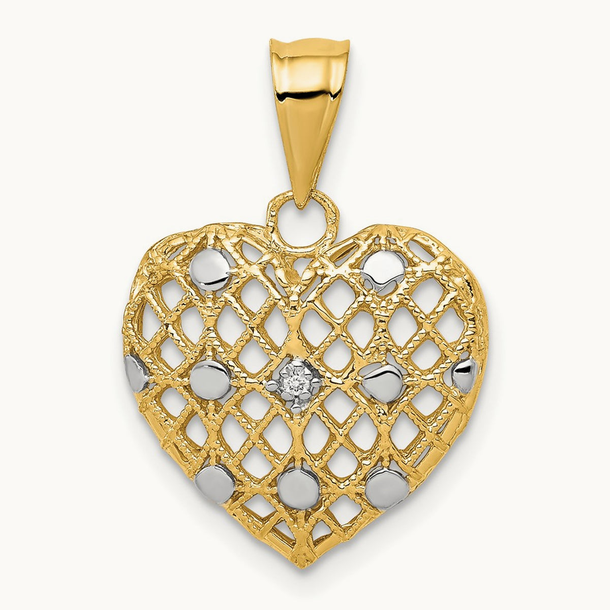 1/2pt Diamond Heart Pendant, 14K with White Rhodium