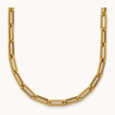 Polished 18in Paperclip Link Necklace, 14K
