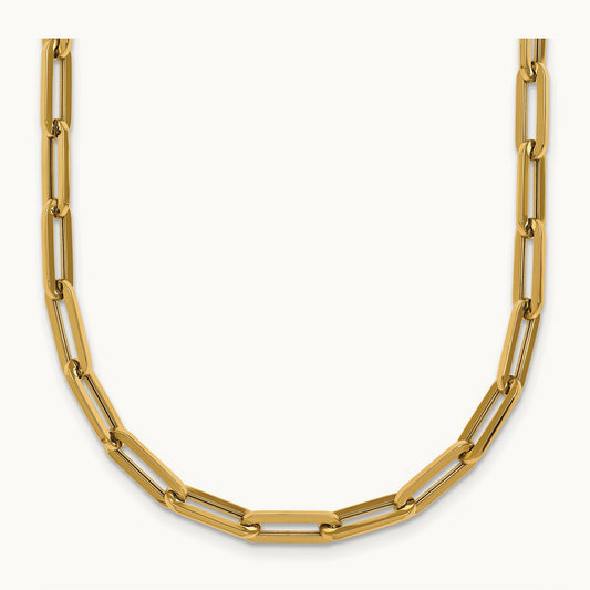 Polished 18in Paperclip Link Necklace, 14K