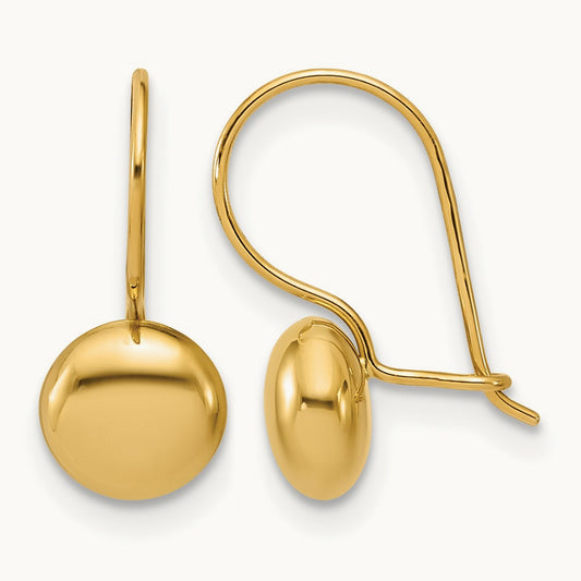 Polished Drop Button Earrings — 14K Yellow Gold