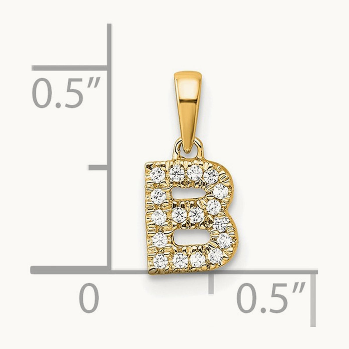 Diamond Initial with Bail Pendant — 14K Yellow Gold, B