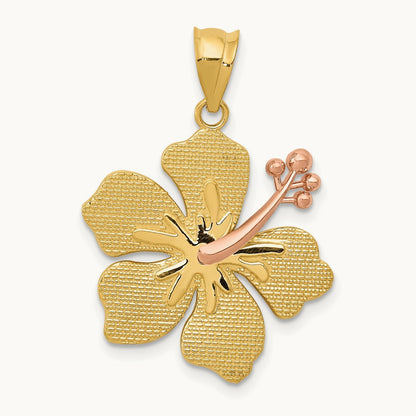 Yellow/Rose Hibiscus Charm, 14K Two-tone