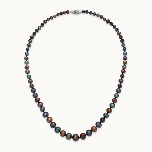 WG 4- Graduated Near Rnd Black FWC Pearl 18in Necklace, 10mm, 14K