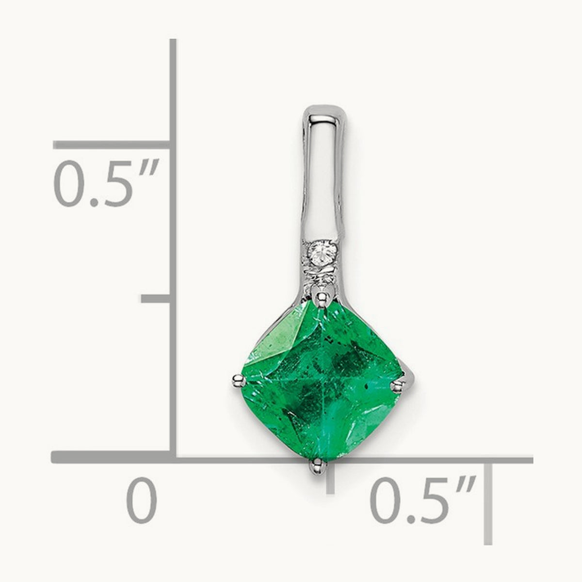 Cushion Emerald and Diamond Pendant — 15mm