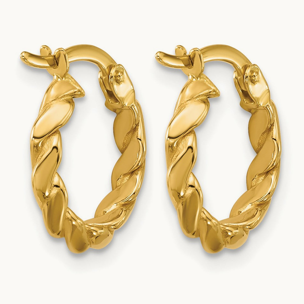 Polished Twisted Round Hoop Earrings — Leslie's — photo set