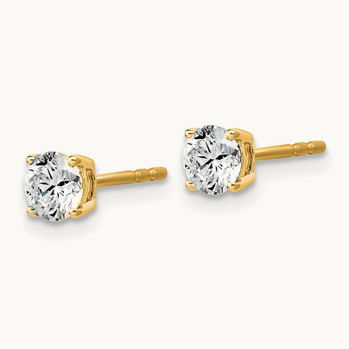 Round Lightweight Earrings, 0.25-6.00 ct tw Lab-Grown Diamond — 3/4 ct, 10K Yellow Gold