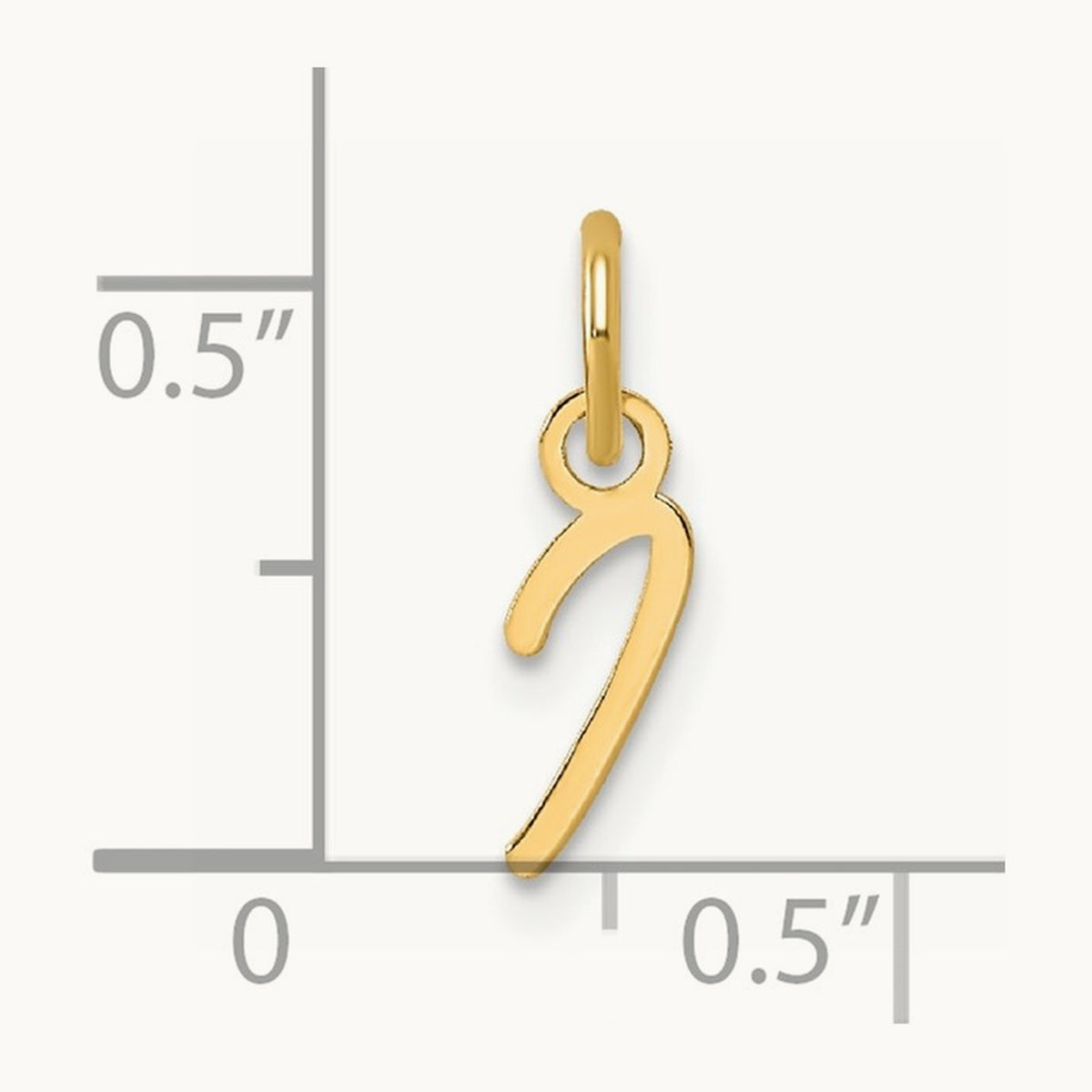 Uppercase Initial Charm — 14K Yellow Gold, I