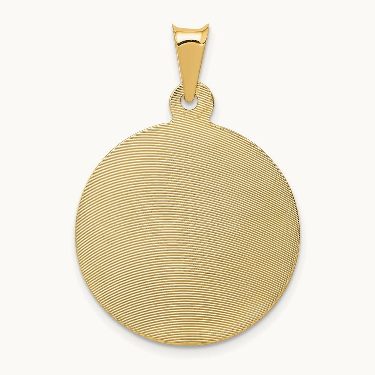 Polished D/C Sagrado Corazon Circle Pendant, 14K