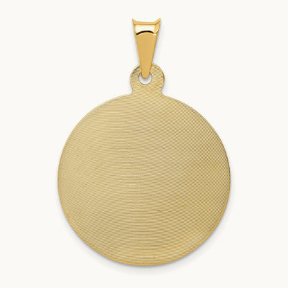 Polished D/C Sagrado Corazon Circle Pendant, 14K