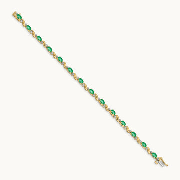 Diamond and Emerald Bracelet — 14K Yellow Gold