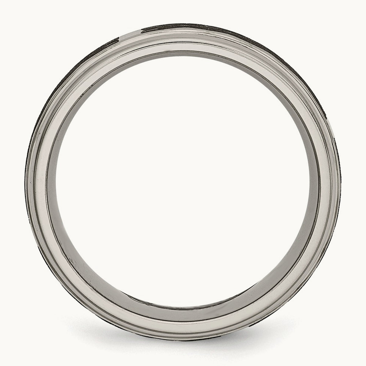 Brushed & Polished Celtic Laser Design Ridged Edge Band, 8mm, Titanium
