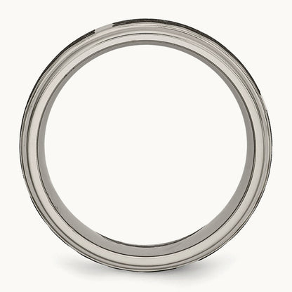 Brushed & Polished Celtic Laser Design Ridged Edge Band, 8mm, Titanium
