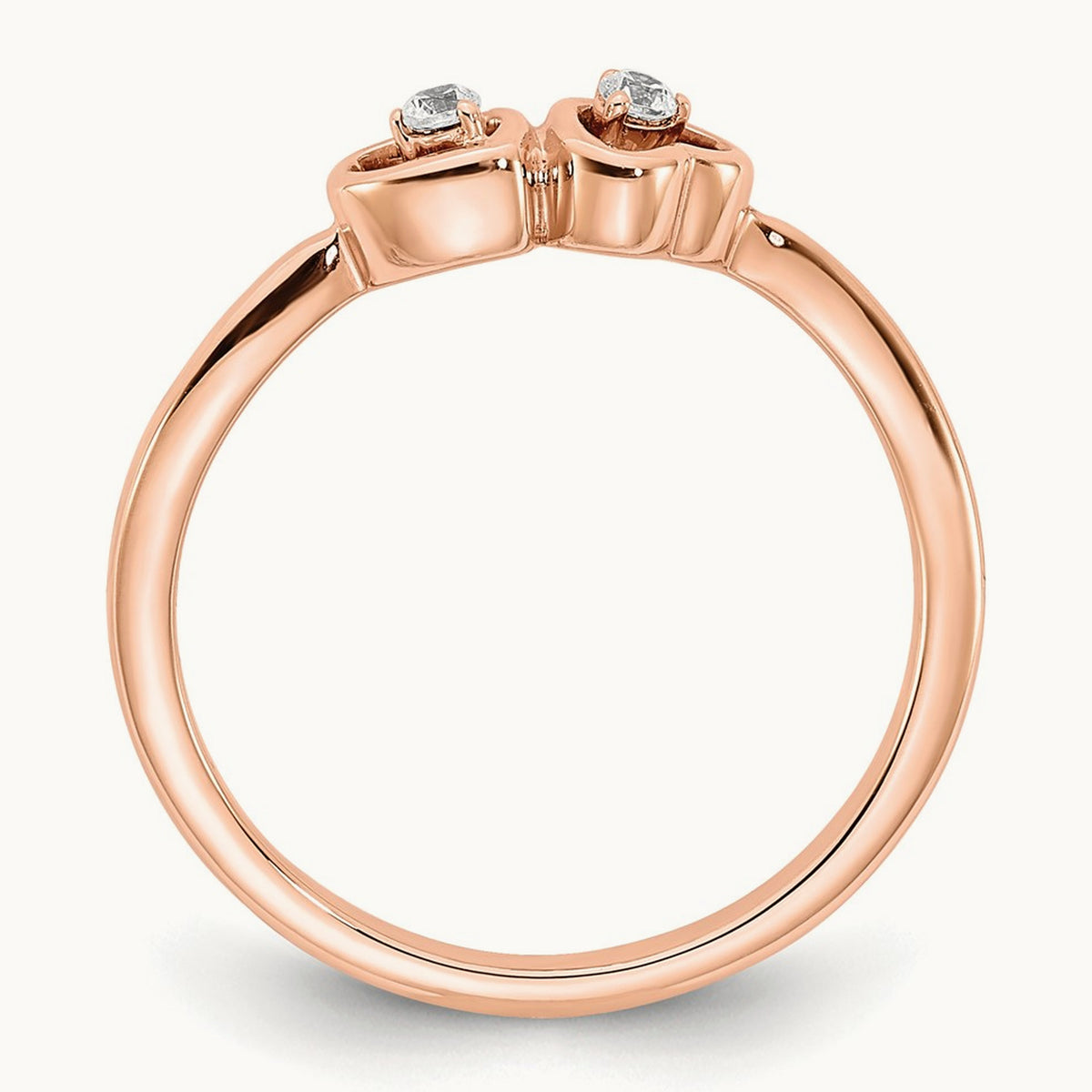 Polished Double Heart Diamond Ring — photo set