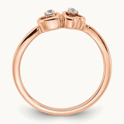 Polished Double Heart Diamond Ring — photo set