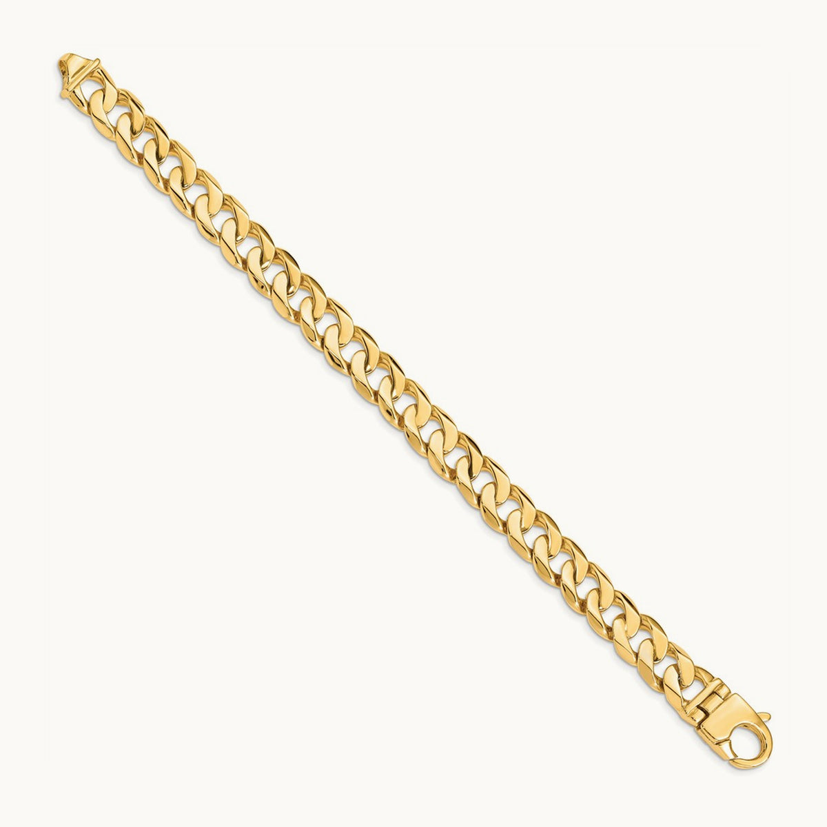 Hand Polished Fancy Curb Link Bracelet, 11mm, 14K