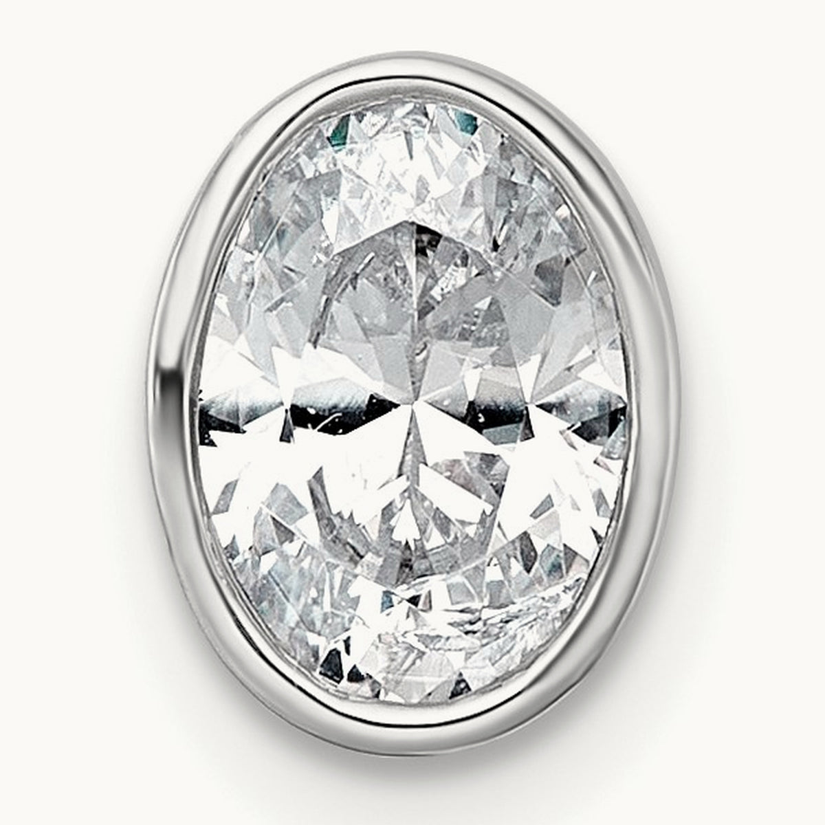 Oval Bezel Set Chain Slide Pendant, 0.25-3.00 ct tw Lab-Grown Diamond — 1 ct, 14K White Gold