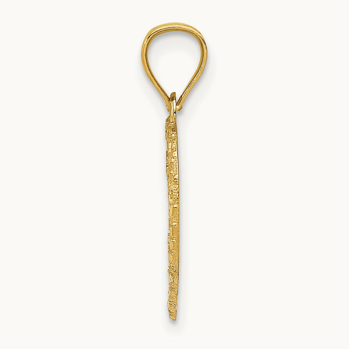 Polished and Textured Open Heart Pendant, 14K