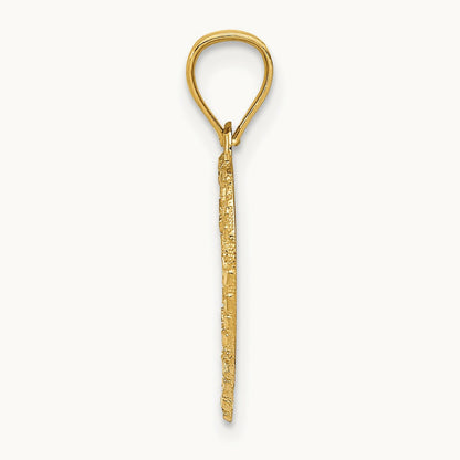 Polished and Textured Open Heart Pendant, 14K