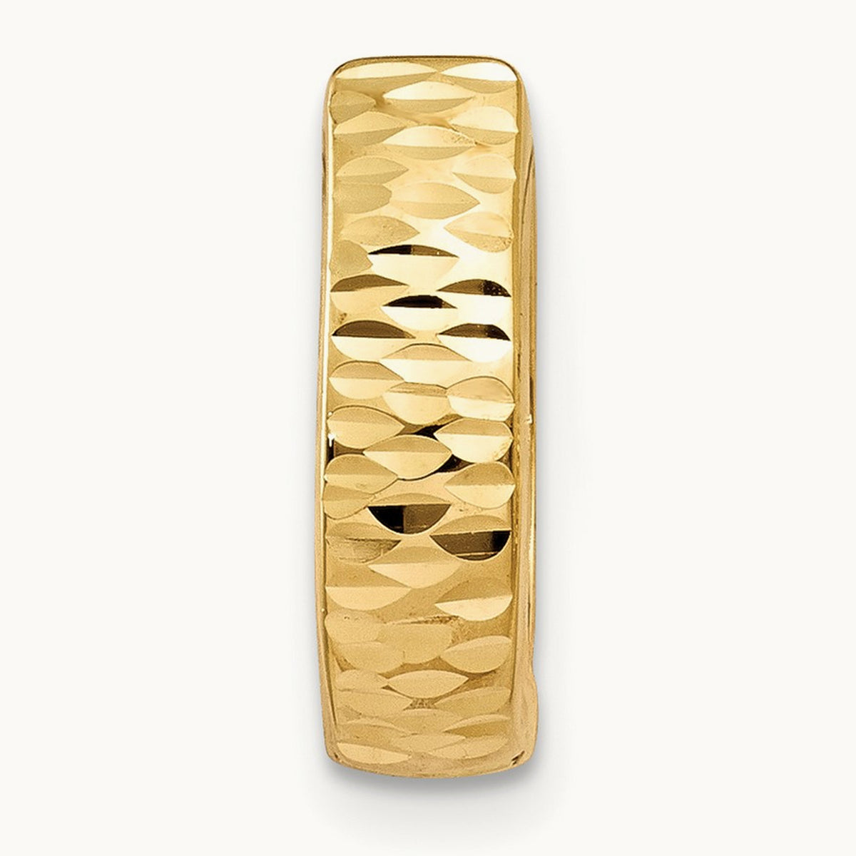 Single 14K Gold Textured and Polished Hinged Hoop Earring