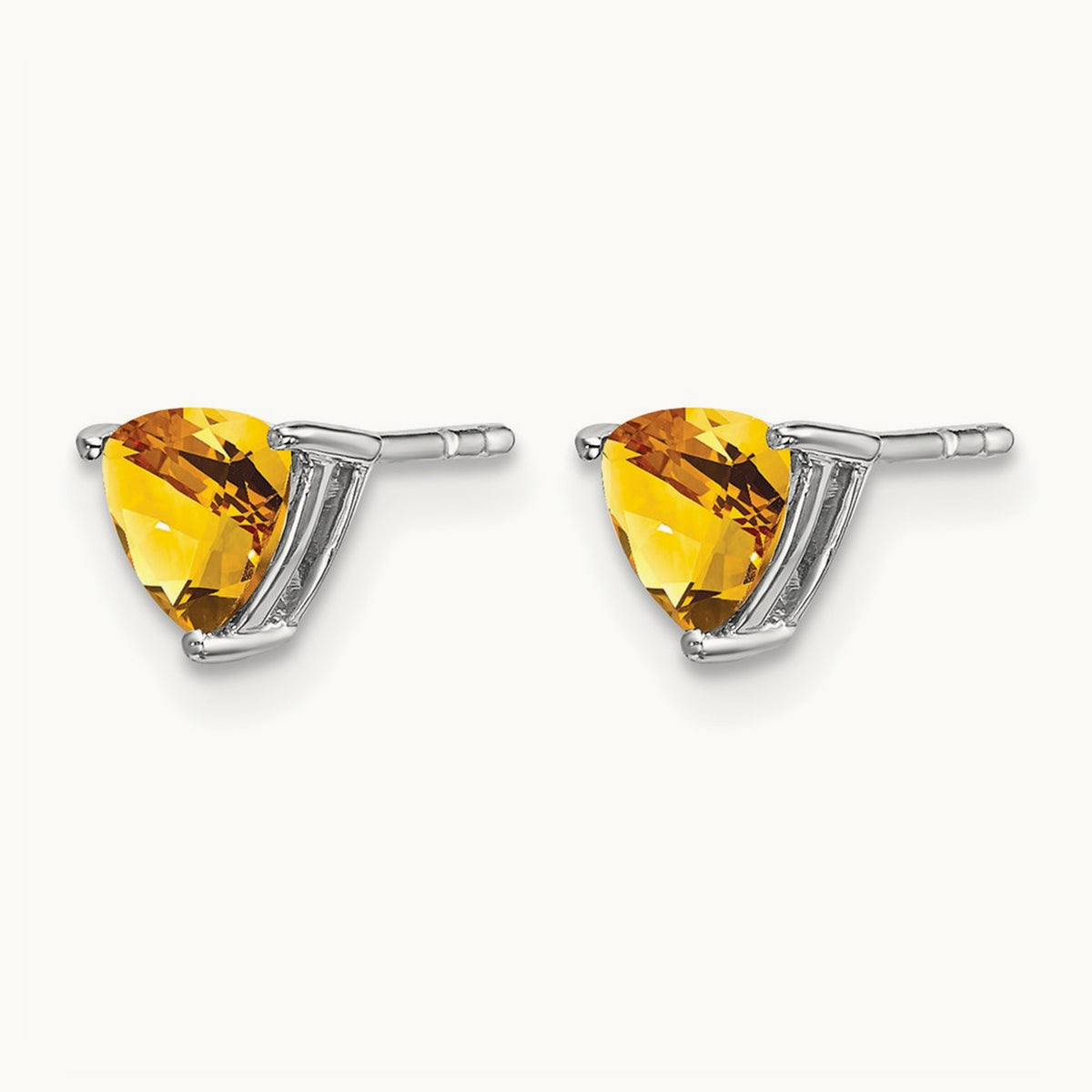 Trillion Citrine Earrings, 14K White Gold