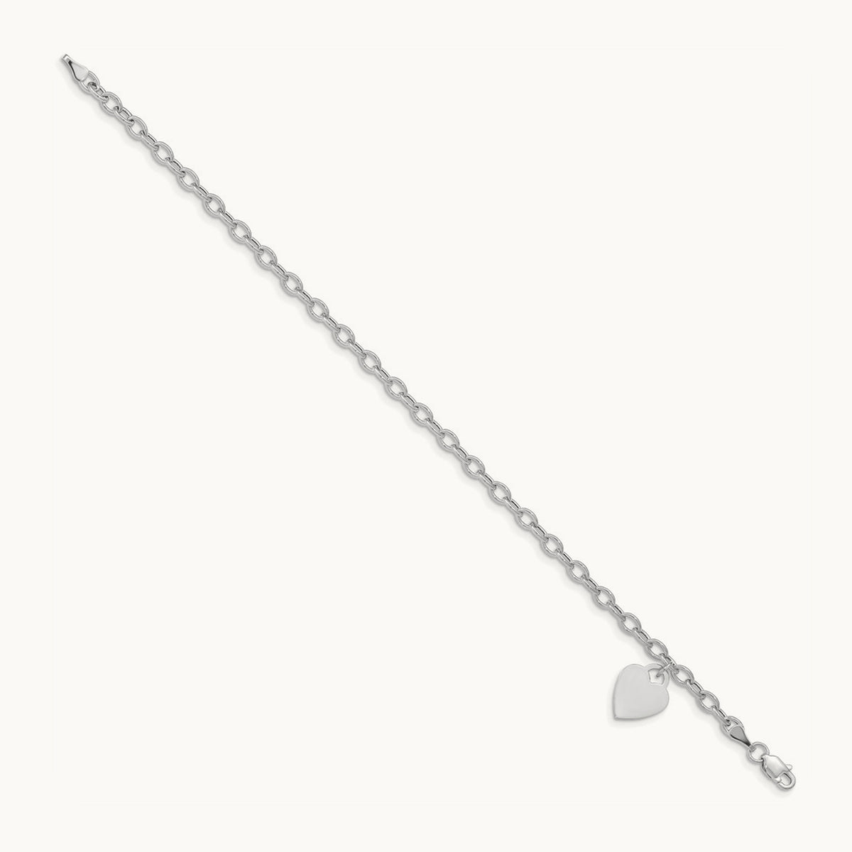 Dangle Heart Bracelet — 14K White Gold, 8.5mm