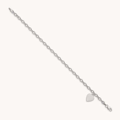 Dangle Heart Bracelet — 14K White Gold, 7.5mm
