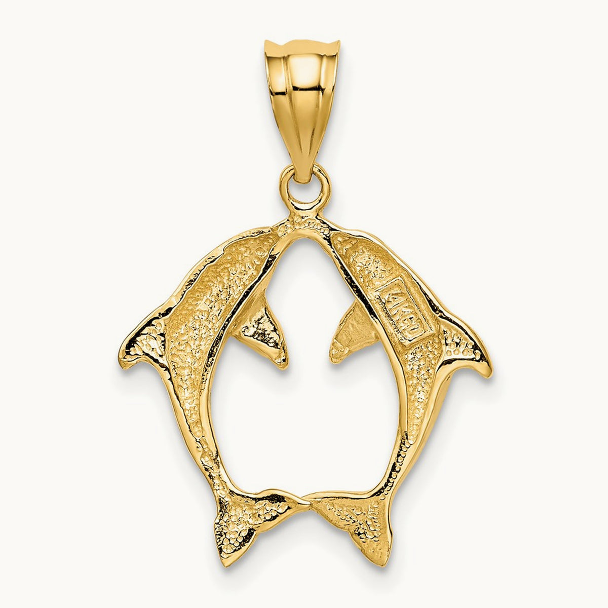 Two Dolphins Pendant, 14K