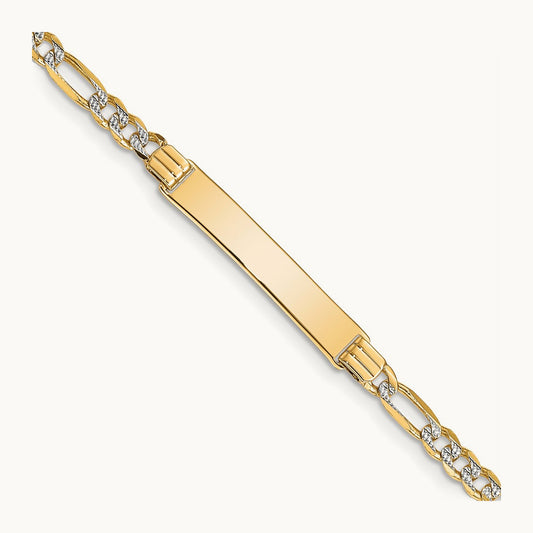 Pavé Figaro ID Bracelet with Rhodium — 7mm