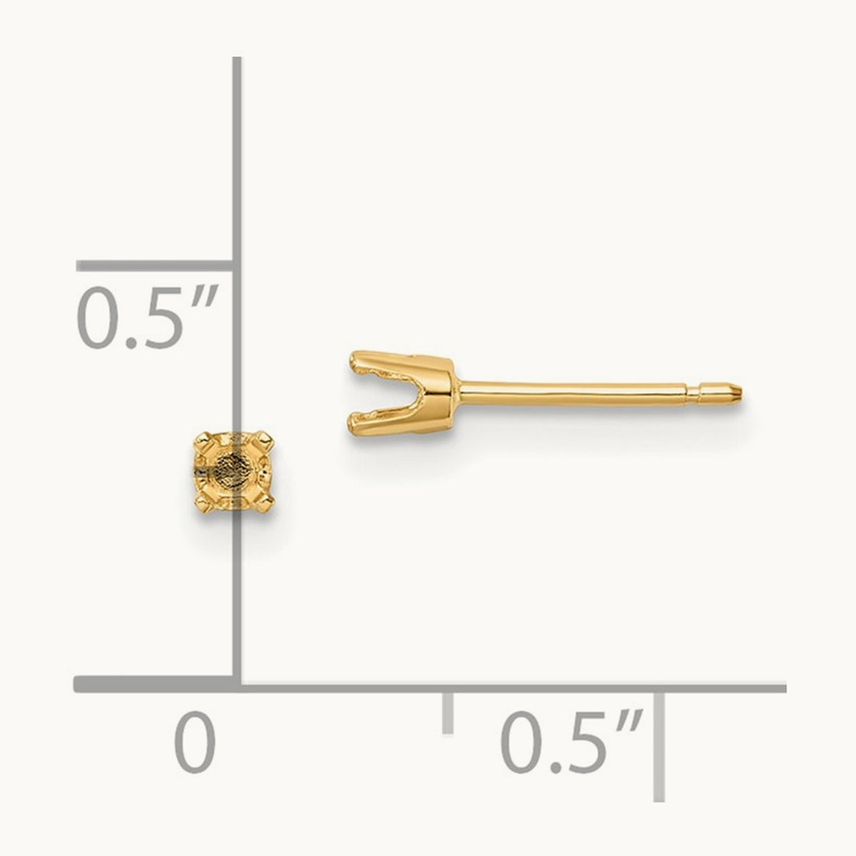 Round Stud Earring Mounting w/backs, 6.5mm, 14K