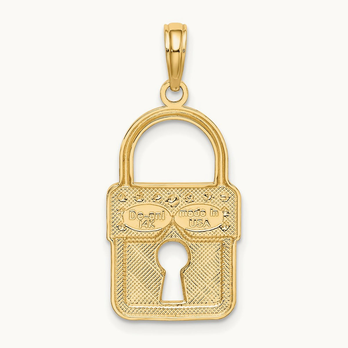 w/Rhodium Lock Charm, 14K