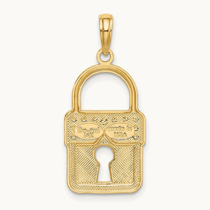w/Rhodium Lock Charm, 14K