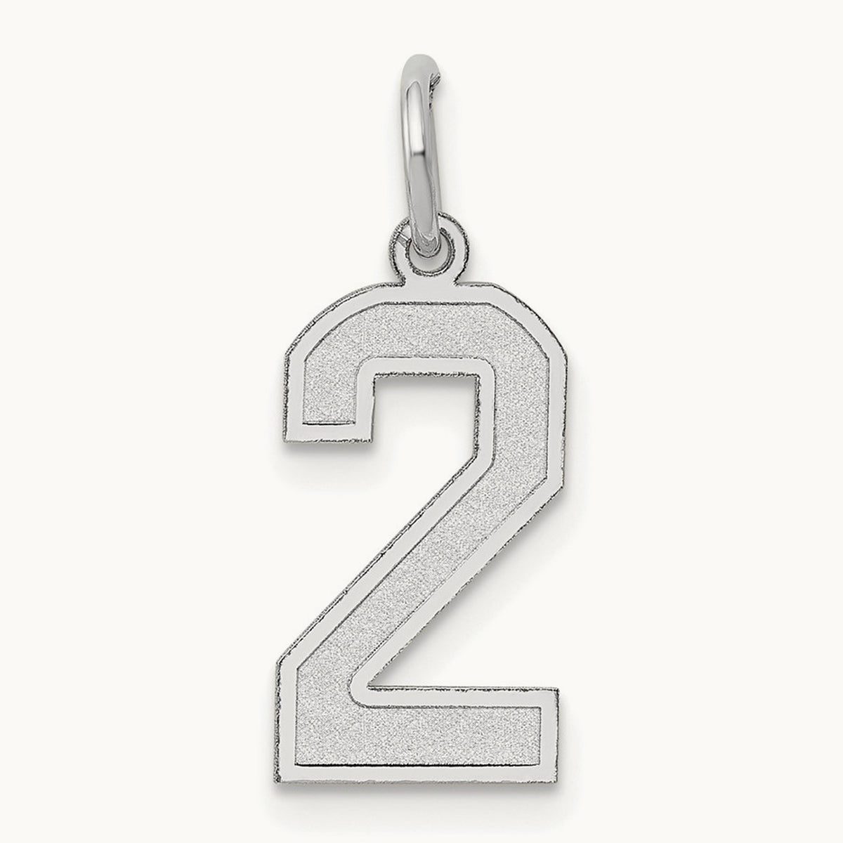 Medium Satin Number 2 Charm — 14K White Gold