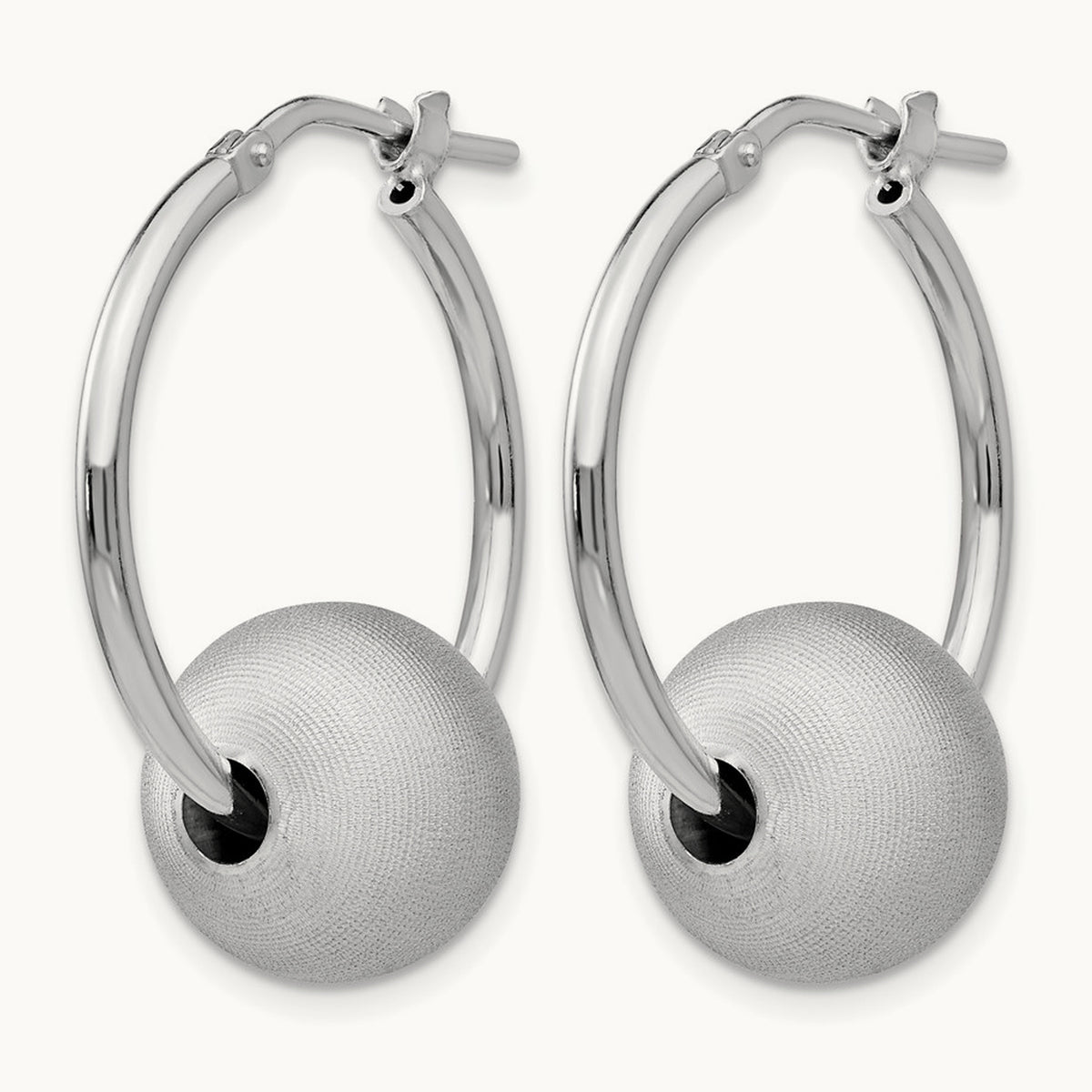 SS RH-plated Radiant Essence Brushed & Polished Hoop Earrings — Leslie's