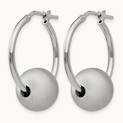 SS RH-plated Radiant Essence Brushed & Polished Hoop Earrings — Leslie's