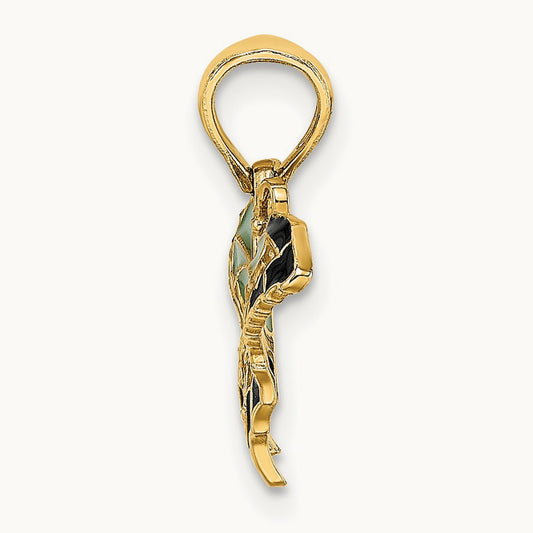Small Enameled Wings Butterfly Charm, 14K